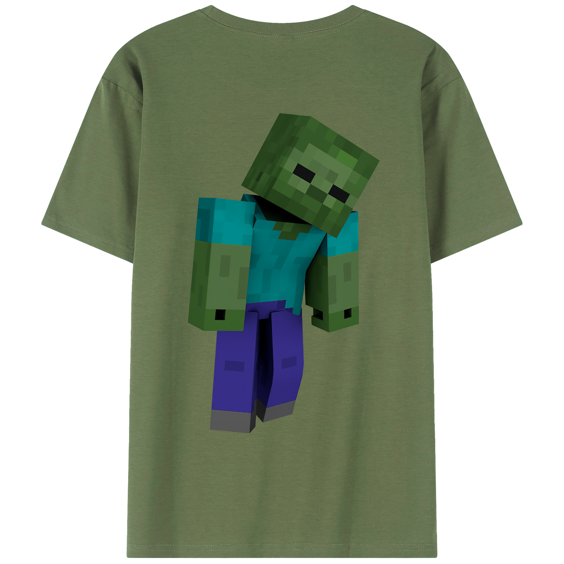 （画像用） マインクラフト ブロックの世界 Minecraft MC Block world 綿100％ メンズ半袖Tシャツ（バックプリント） 通気性